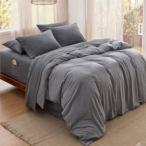 Image of Bedsure Deep Pocket California King Sheet Sets - 6 Piece, Prewashed Ultra-Soft Cal King Sheets, Fits Mattresses Up to 18 Inches Thick, Breathable & Secure Fit, Hotel Luxury Bedding, Grey