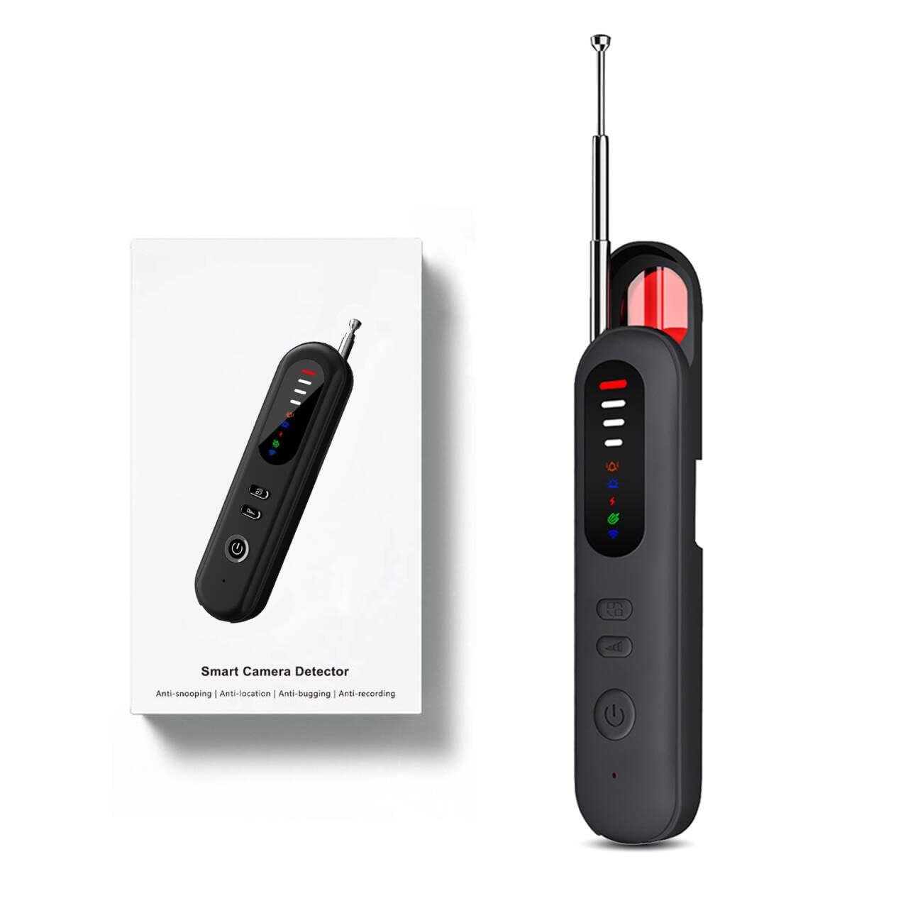Rilevatore di Microspie Senza Fili,4 in 1 Professionale Portatile Rilevatore di Telecamere Nascoste RF Microspie Anti Spy Anti Recording Detector per Hotel Ufficio Casa Auto