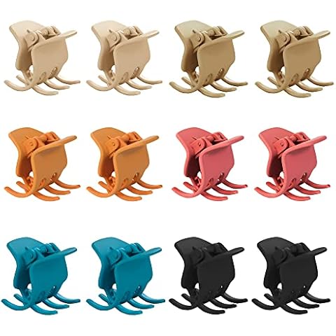 Medium Hair Clips, 12 Pcs 1.38 Inch Six Rows Teeth No-Slip Claw Hair Clips for Women Girls, Strong Hold Matte Medium Hair Claw Clips Cute Hair Accessories Cover