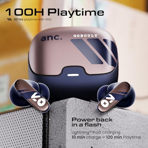 Image of GOBOULT Z40 Pro v2.0 in Ear Earbuds with ANC, 100H Playtime, Amp App Support, Active Noise Cancellation, Quad Mic ENC, Dual Device Pairing, 13mm Driver, Bluetooth 5.4 Wireless (Indigo Rust)