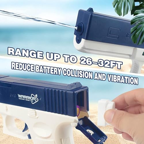 Image of VikriDA High Pressure Holi Pichkari Electric Water Gun with Free Extra Rechargeable Battery, Automatic Squirt Gun with 300CC Excellent Range 25-32 Feet with 2 Water Clip - Blue Color