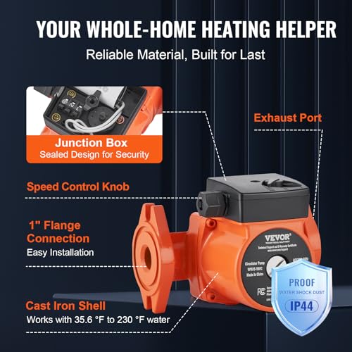 Image of VEVOR UPS15-58FC 17 GPM Cast Iron Circulation Pump, 1 inch NPT Flange 3-Speed Hot Water Recirculating Pump, Quiet Operation Circulator Pump for Floor Heating /Home Water heater System