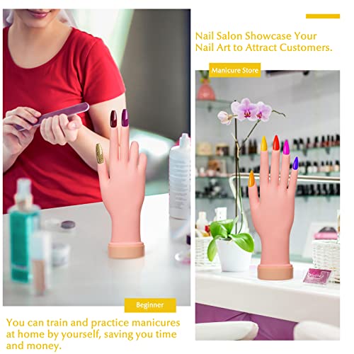 Krofaue A-01 2 Pack Practice Nail Art Trainer Training Hand Tool Flexible Bendable Movable Fake Mannequin Right Hands Manicure Tool thumb #6