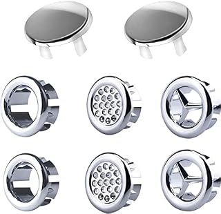 Sink Overflow Cover 8 Pcs Ring Round Overflow Cover Kitchen Bathroom Hole Cap Basin Trim Overflow Drain Cover Insert in Hole Spares Chrome-Plated Plastic Sink Overflow Ring Basin