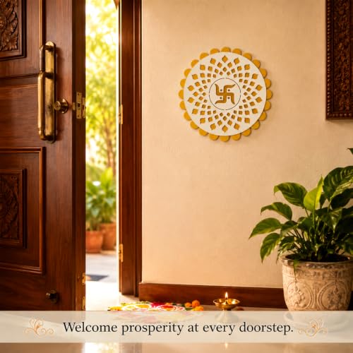 Image of Sehaz Artworks Swastik Wall Hanging Decoration Items for Home 28x28 CM
