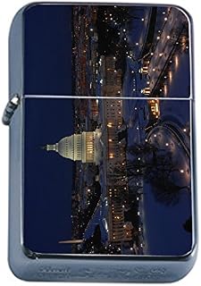 Washington DC USA Flip Top Oil Lighter S2 Smoking Cigarette Smoker Includes Silver Case