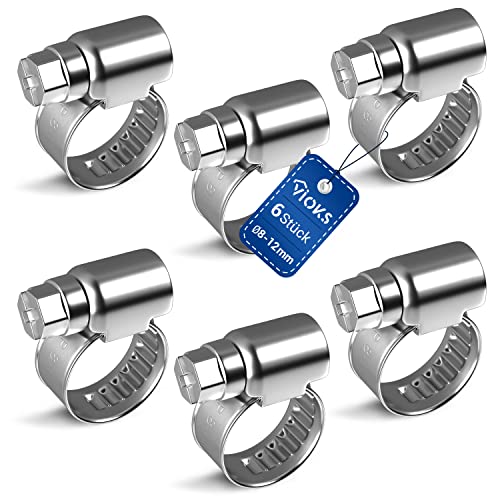 VIOKS Fascette stringitubo, fascette stringitubo per benzina, set da 6 pezzi, 8-12 mm di diametro, 9 mm, fascette stringitubo per tubo