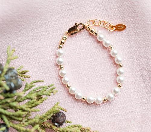 Cherished Moments Children's 14K Gold-plated over Sterling Silver Bracelet with White High-End Simulated Pearls for Babies, Infants, Toddlers, and Girls3