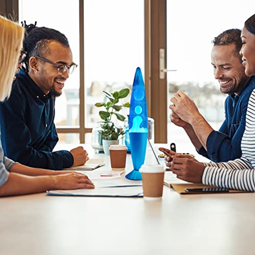 Jambo 16" Inch Beautiful Liquid Motion Lamp With Wax That Flows Like Lava | Entertaining For Adults, Teens And Kids (Blue Base, Blue Liquid, White Wax, 16") #TOP3