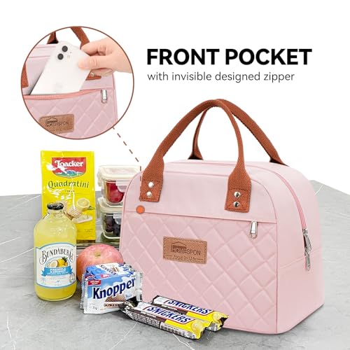 HOMESPON Insulated Lunch Bag for Women Adult Work Ladies Men Cool Bag Lunch Box Container Tote Bags for School Picnic or Travel(Pink) - Image 2