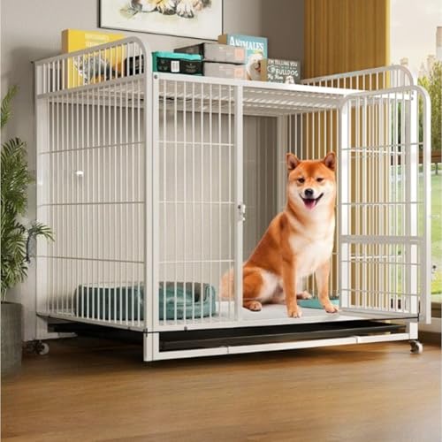 犬 ゲージ 屋根付き 大型犬 ゲージ 組立簡単 ペットゲージ キャスター付き 説明書付き 犬 ゲージ 犬小屋 頑丈 中型犬 犬用ケージ 引き出しトレー付き 犬のゲージ 室内外兼用 犬用 老犬 (B,95*65*90CM)