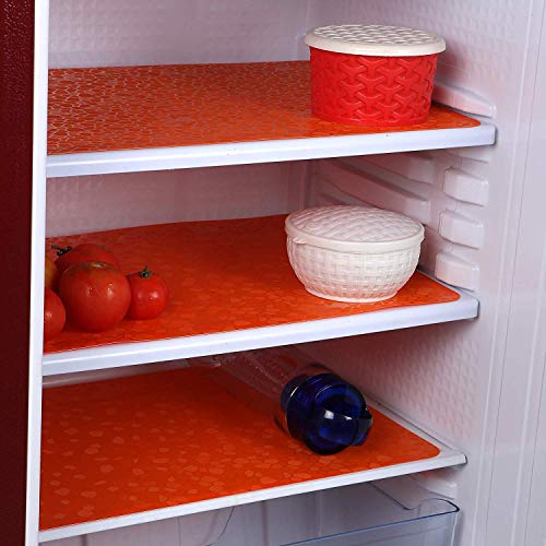 Image of Refrigerator Drawer Mat /Fridge Mat Set of 6 Piece (11.5 X 17.5 Inches) (Plain Orange)