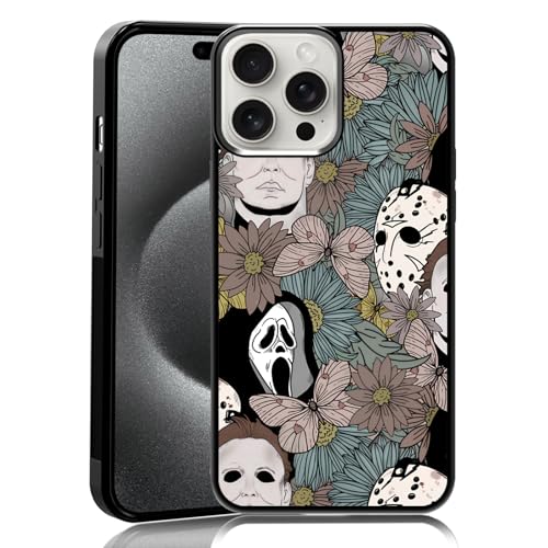 MMYAJT Horror Flowers Scary Phone Case Fit for iPhone 15 Pro Max, TPU iPhone Case Shockproof Ghostface Fashion Design Phone Cover Gift for Boy Girl Men Women