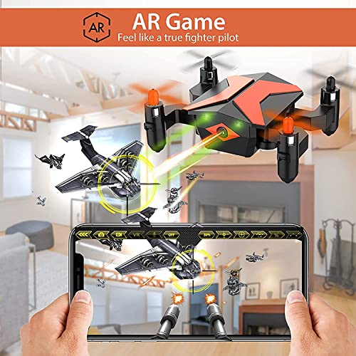 Drone With Camera - Fpv Drones For Kids, Rc Quadcopter Tiny Drone With App Fpv Video, Voice Control, Altitude Hold, Headless Mode, Trajectory Flight, Foldable Kids Drone Girls Gifts Boy Toys - Orange #TOP5