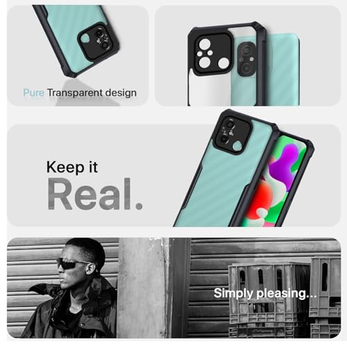 Image of Outlouders Back Cover for Redmi 12C | Ultra Hybrid Transparent | Full Camera Protection | Raised Edge | Crystal Clear Bumper Case(Black)
