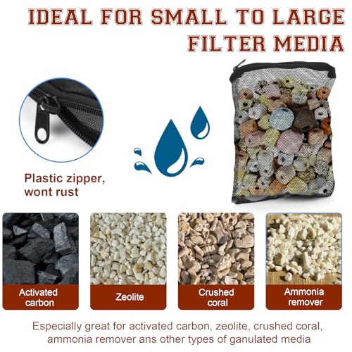 Image of Telooco Aquarium Filter Bags 10Pcs Black Media Bags for Aquarium Reusable Fish Tank Fine Mesh Bag with Plastic Zipper for Activated Carbon Bio Filter Balls (7.87 inch x 5.9 inch)