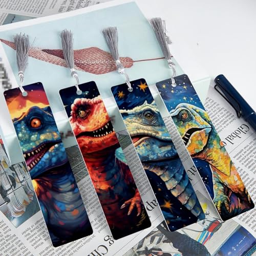 Marque-page dinosaure étoilé en métal ciselé premium