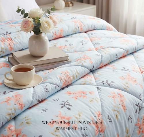 Image of BSB HOME Cloud Cotton Reversible AC Comforter for Double Bed | Super Soft 220 GSM Quilt /Duvet /Dohar | Lightweight All-Season Comforter | 88 x 90 Inches (1 Piece) (Aqua, Pink)