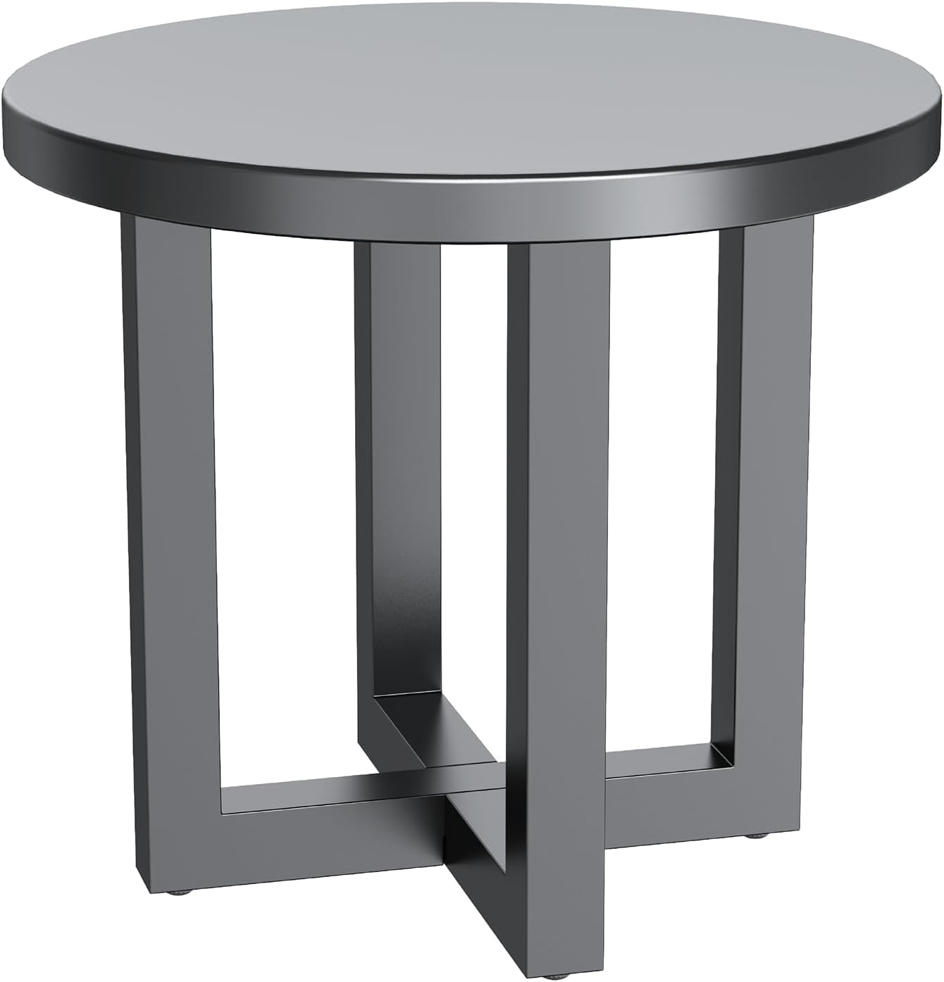 Patio Swivel Rocker Set: Metal Round Side Tables, 2-Tier Outdoor End Table for Patio, Pool, Porch – Weather Resistant Round Tables, Sturdy Metal Frame, Easy Assembly, Gray (1 Table Only)