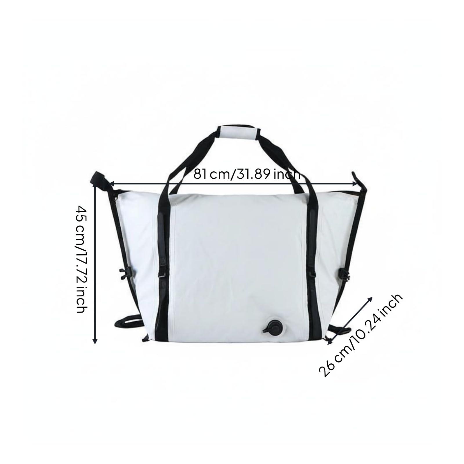 Contenitore da Pesca Borsa Porta Esche Borsa Termica Impermeabile in PVC Sacco per Conservare il Trasporto con Manici Resistenti E Taschina Adatta a, Bianco, 40L