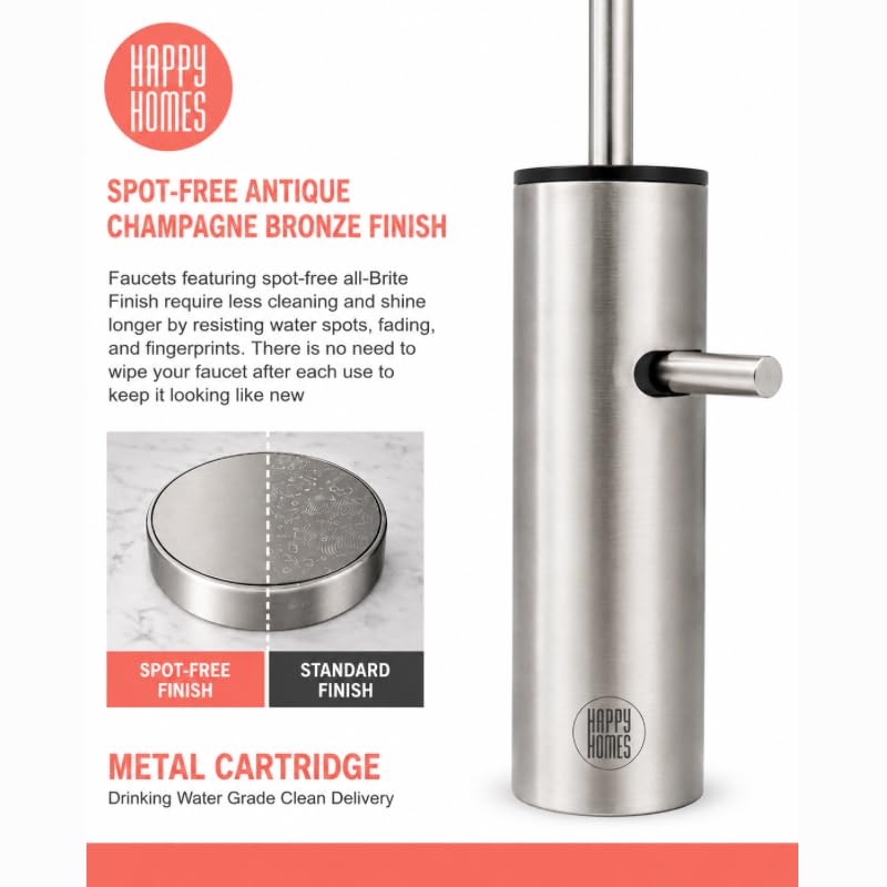 Image of Happy Homes Stainless Steel Faucet Tap - Ideal for Undersink RO Water Purifiers & Kitchen Sinks - Durable Drinking Water Filter Tap (Silver Steel)