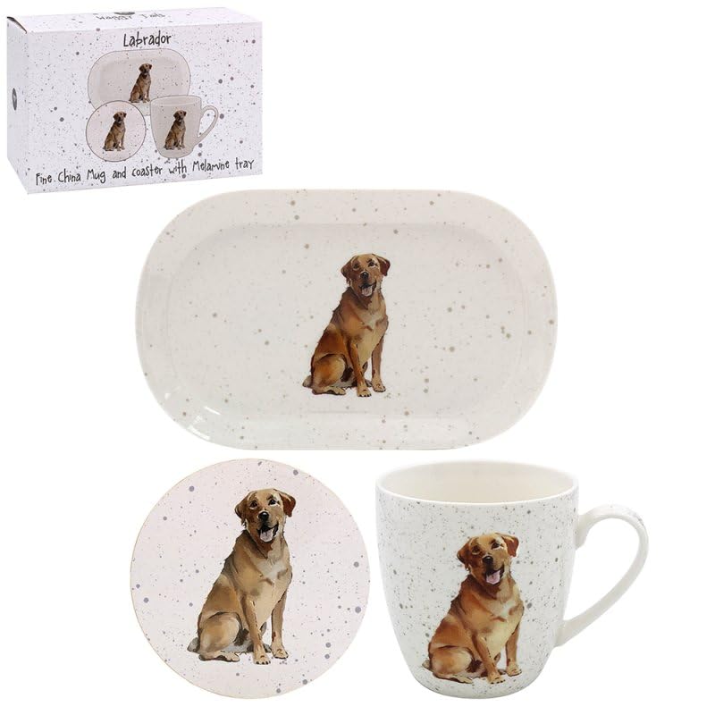 The Leonardo Collection Mug, Coaster and Snack Tray - Yellow Labrador, Golden Lab Mug