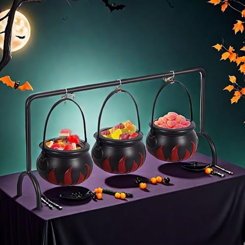 Chaudron de sorcière bonbons Halloween Zhoushen avec poignées et fond stable - 7