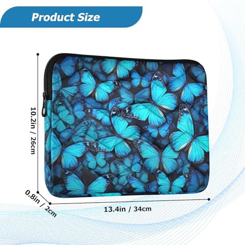 Funda para portátil 13-14 pulgadas con diseño de mariposas azul miniatura 3