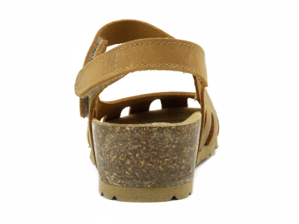 BioNatura Sabot Donna in Pelle Beige Albicocca con Cinturino - Zeppa 3,5 cm