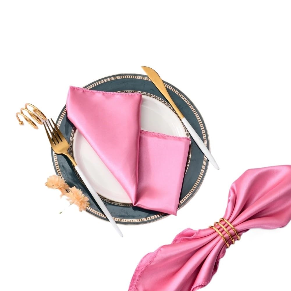 Cloth Dinner Table Napkins, Satin Dinner Napkins Multicolor 50 Pcs(Deep Pink)