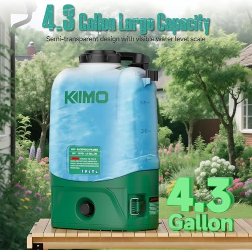 Image of KIMO 4.3 Gal Backpack Sprayer Battery Powered w / 2x2.0Ah Battery, 6 Nozzles