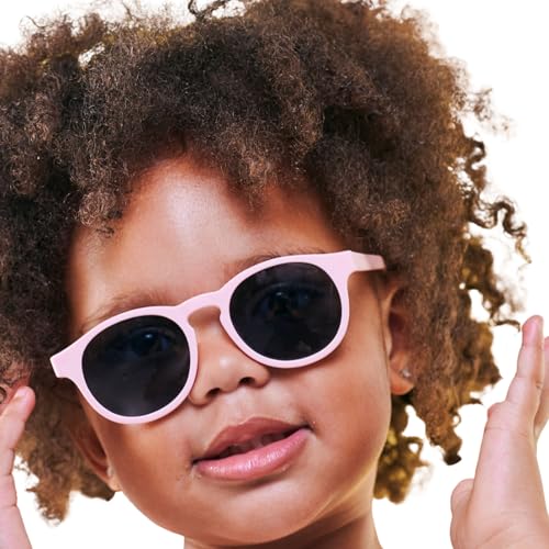 Image of Babiators Kids Sunglasses With UV400 Smoke Lens for 0-2 Years Kids, 100% UVA + UVB Sun Protection | Non-Breakable Flexible Rubber Frame, Shatter and Impact Resistant, BPA Free | The Keyhole - Pink