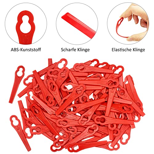 Grantop 100 Stücke Ersatzmesser Set, Rasentrimmer Messer Kunststoff Ersatzklingen, Rasentrimmer Zubehör für Kunststoffmesser Akku-Rasentrimmer…