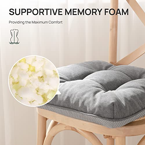 Memory Foam Chair Cushions Set of 4 for Dining Chairs - Grey