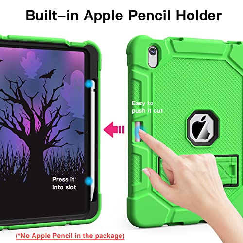 Image of Case for iPad (A16) 11th Generation 11 Inch 2025 / iPad 10th Generation 10.9 Inch 2022, [Built-in Pencil Holder] Heavy Duty Shockproof Rugged Protective Case, Green