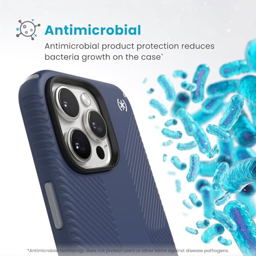 Image of Speck Presidio 2 Grip iPhone 16 Pro Max Case - MagSafe and ClickLock - Slim Coastal Blue /Dust Grey