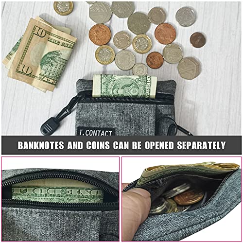 T.contact Lanyard Pouch Coin Purse Wallets Hoodswop Id Holder Keychain Zip Id Case Card Holder Wallet For Men Women Boys Girl Men S Change Purses Mens Coin Pouch (Gray, 1.0) #TOP4