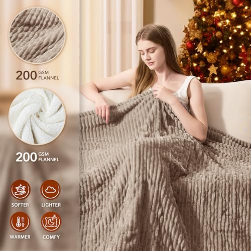 Image of Homemate Electric Heated Blanket Twin Size - 62 inchx84 inch Heating Blanket Twin Size 1 /2 /4 /6 /8 Hours Auto-Off 10 Heat Level Over-Heat Protection Soft Flannel Sherpa ETL Certification