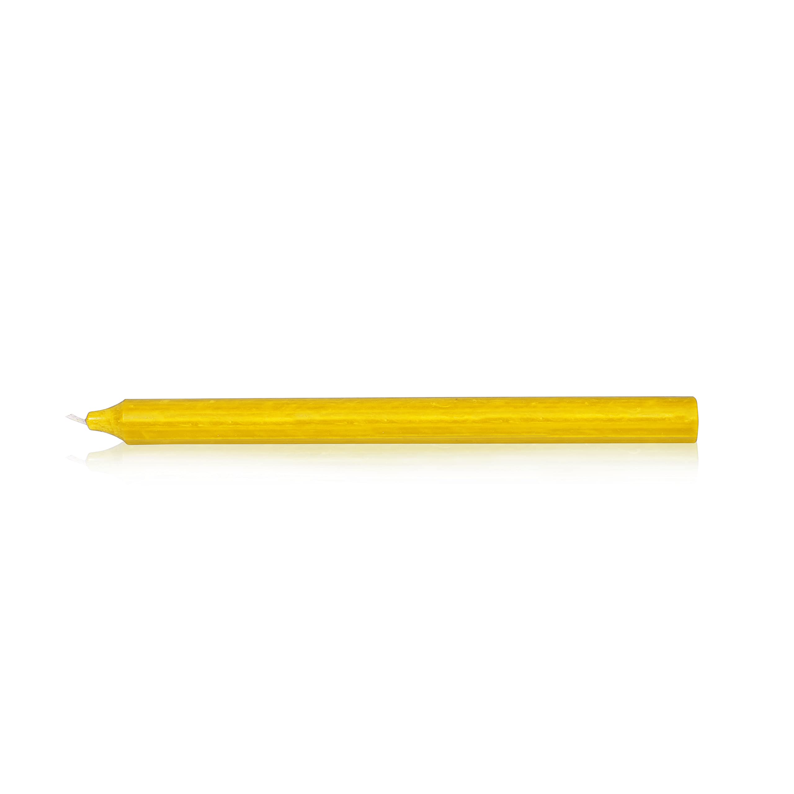 Velas danesas de palo amarillo sol - paquete de 12, altura 29cm, Ø 2,2cm, tiempo de combustión aprox. 14 horas, velas cilíndricas para candelabros, juego de velas de decoración