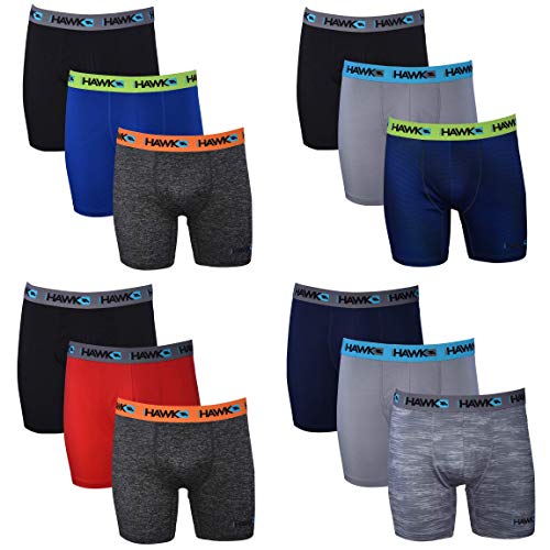Mens Performance Boxer Briefs - 12-Pack Athletic Fit No Fly Breathable Tagless Underwear S-5XL Regular or Plus Size Assorted