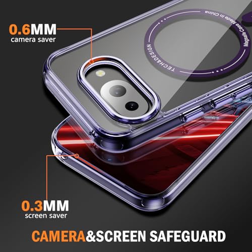 Coque aimantée Google Pixel 9a compatible MagSafe antichoc transparente violette - 2