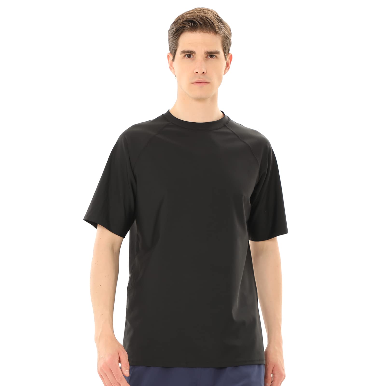 Tee Shirt Anti-UV Homme Rashguard à Manches Courtes UPF 50+ Maillot de Bain Hauts T-Shirt de Sport Séchage Rapide