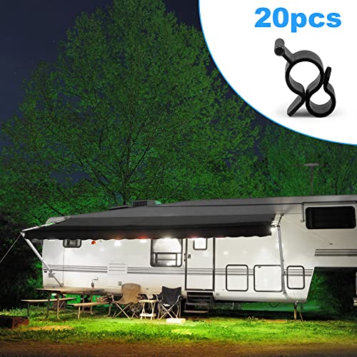URAQT Kederleiste Haken,20 Stück S Förmige RV Aufhänger Markisenhaken Camping Kederschiene Zubehör Party Licht Kleiderbügel für Wohnmobil Wohnwagen Innen und Außendekoration