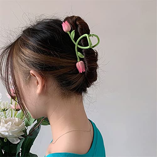 Tulip Daisy Hair Clip Claws Flower Hairpin for Women Shark Clip Headdress Makeup Bath Hair Accessories Fashion Sweet Flower Hair Clips for Women and Girls (B) - Image 2
