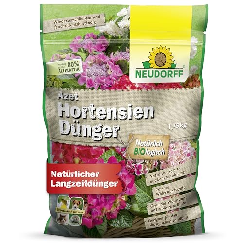 Neudorff Azet HortensienDünger 1,75 kg für farbintensive, prächtige Blüten im Garten sowie Kübeln vor der Haustür, Terrasse oder Balkon
