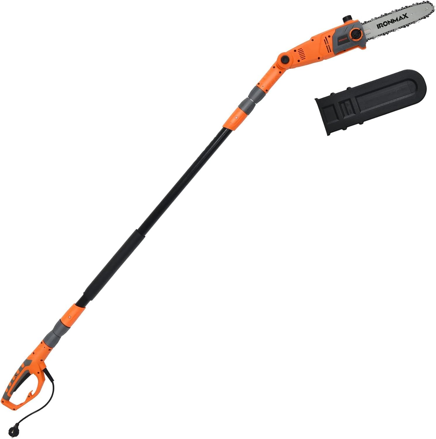 GOPLUS 750W Sierra de Altura Eléctrica con Barra de Extensión de 212-286 Cm, Cabezal y ángulo de Corte Ajustables, Barra de 20 cm y Cadena de 11 m/s, Lubricación Automática