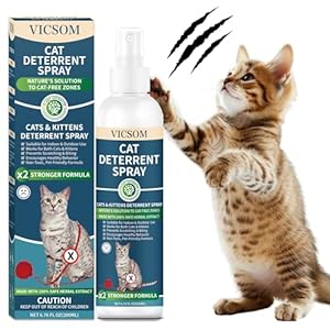 Cat Deterrent Spray, Natural Cat Repellent Spray, Anti-Scratch Deterrent for Furniture, Sofas, Rugs, Curtains, Plants, Indoor & Outdoor Repellent Cats Kittens, Non-Toxic, Alcohol-Free 6.76 FL Oz