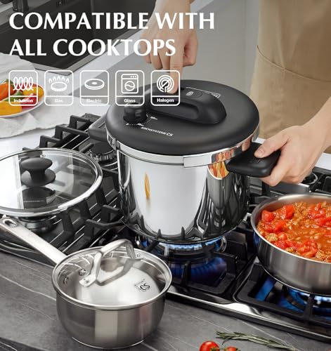 Image of KOCH SYSTEME CS 14 Piece Stainless Steel Cookware Set with Pressure Cooker, Stainless Steel Pressure Cooker with Pots and Pans Set, 18 /10 Stainless Steel Cookware Set, Induction Ready