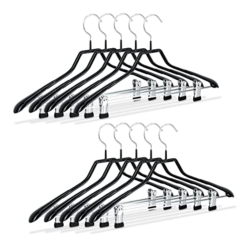 Relaxdays Cintres pour costumes revêtement antidérapant métal 42 cm lot de 10, noir