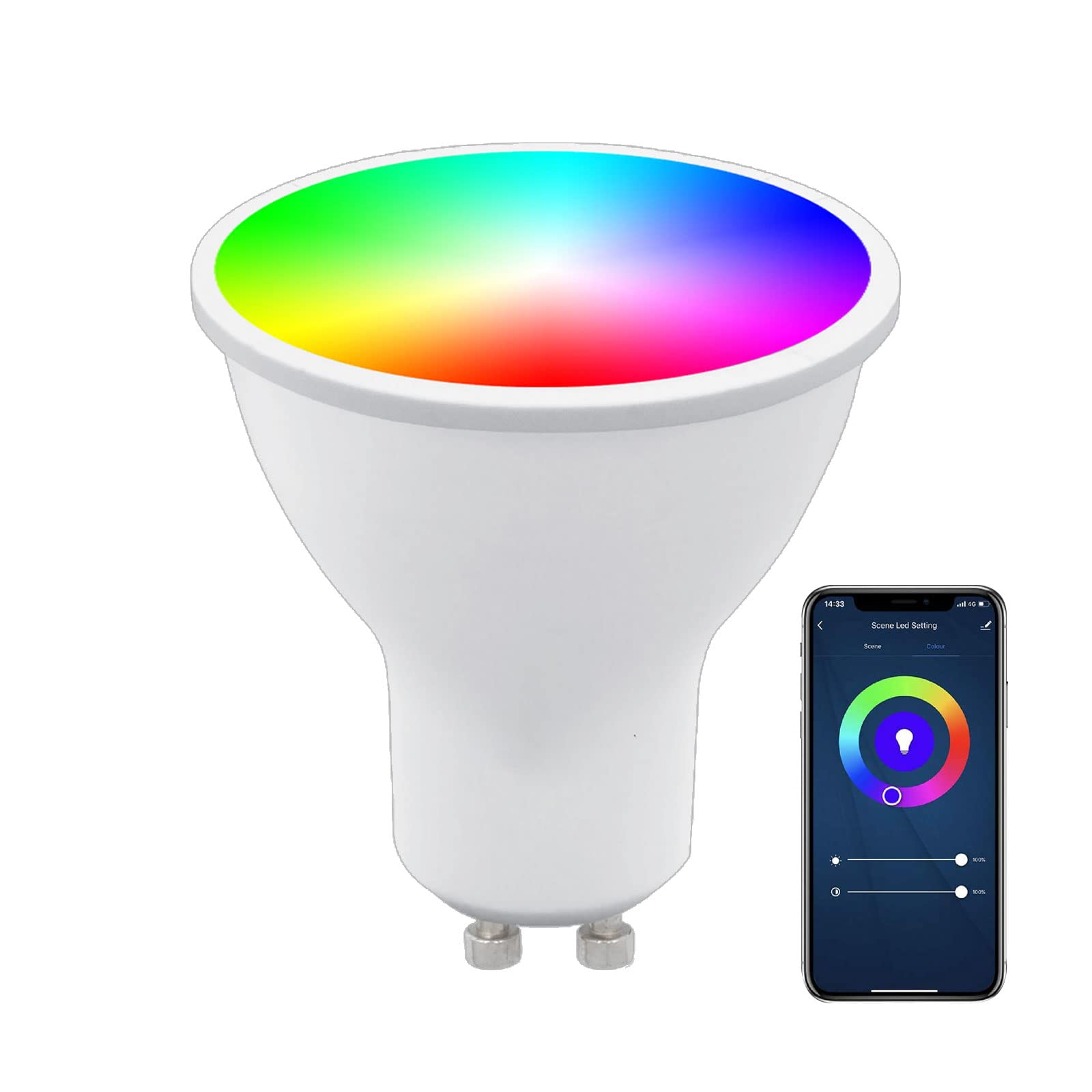 Smart WiFi LED Spot Light Bulb 5W GU10 Dimmable Spotlight, RGB + Cool + Warm Light compatible with Alexa Echo/Google Home (1 Pack)
